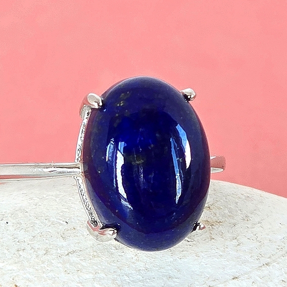 Natural Lapis Lazuli 925 Sterling Silver Ring - Picture 4 of 8